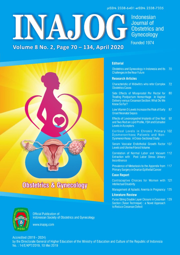 EJurnal: INAJOG: Indonesian Journal of Obstetrics and Gynecology  Volume 8 No. 2 Tahun 2020